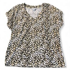 Tommy Bahama Leopard Print V-Neck Tee XS/TP Cotton Tencel Modal Blend